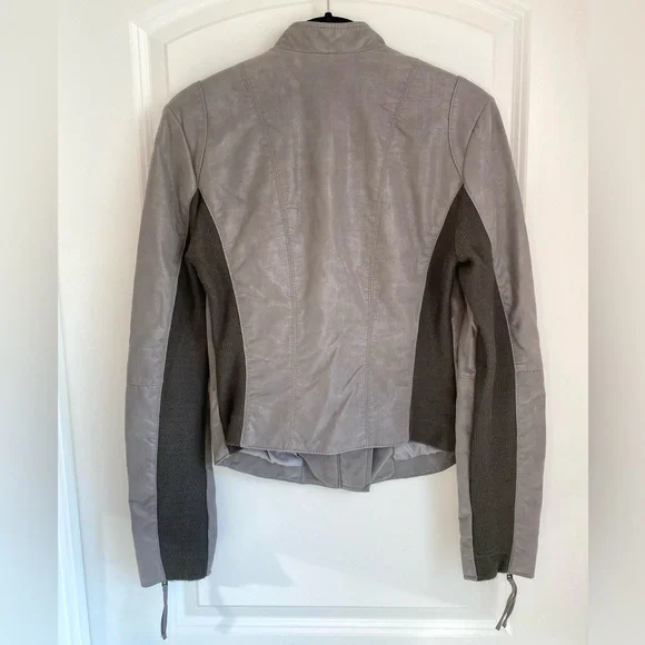 Free People Cool & Clean Faux Suede Leather Jacket Grey Size 2 - Picture 2 of 11